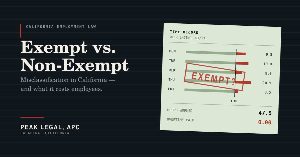 Exempt vs. Non-Exempt Employees in California: Misclassification and Its Consequences