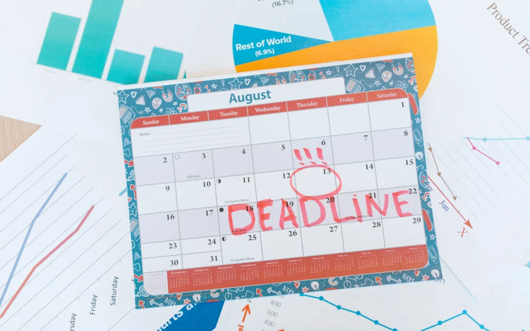 Calendar with a deadline circled in red, representing the California personal injury statute of limitations